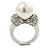 14mm White Glass Pearl, Crystal Ring In Rhodium Plating - Size 8 - view 5