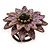 Lavender Leather Layered With Glass Bead Daisy Flower Wire Band Ring - Adjustable - 40mm D - view 5