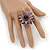 Lavender Leather Layered With Glass Bead Daisy Flower Wire Band Ring - Adjustable - 40mm D - view 2