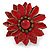 Red Leather Layered With Glass Bead Daisy Flower Wire Band Ring - Adjustable - 40mm D - view 4
