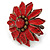 Red Leather Layered With Glass Bead Daisy Flower Wire Band Ring - Adjustable - 40mm D - view 6