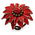 Red Leather Layered With Glass Bead Daisy Flower Wire Band Ring - Adjustable - 40mm D - view 7