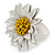 White/ Yellow Leather Layered Daisy Flower Ring - 40mm D - Adjustable - view 8
