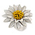 White/ Yellow Leather Layered Daisy Flower Ring - 40mm D - Adjustable - view 9