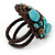 Dome Shape Turquoise Nugget Stone Wired Ring - 25mm D - 7/8 Adjustable - view 4