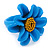Light Blue/ Yellow Leather Daisy Flower Ring - 35mm D - Adjustable - view 3