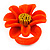 Bright Orange/ Yellow Leather Daisy Flower Ring - 35mm D - Adjustable - view 5