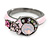 Multicoloured Cluster Crystal with Pink Enamel Ring In Gun Metal Tone - view 2