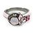 Multicoloured Cluster Crystal with Pink Enamel Ring In Gun Metal Tone - view 4