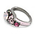 Multicoloured Cluster Crystal with Pink Enamel Ring In Gun Metal Tone - view 5