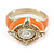 Stunning Clear/ Citrine Crystal Orange Enamel Ring - view 3