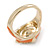 Stunning Clear/ Citrine Crystal Orange Enamel Ring - view 4