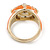 Stunning Clear/ Citrine Crystal Orange Enamel Ring - view 6