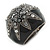Statement Dome Shape Black Enamel with Crystal Star Motif Band Ring In Black Tone - view 7