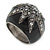 Statement Dome Shape Black Enamel with Crystal Star Motif Band Ring In Black Tone - view 8