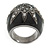 Statement Dome Shape Black Enamel with Crystal Star Motif Band Ring In Black Tone - view 4