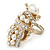 Clear Crystal, Glass Pearl Egyptian 'Scarab' Beetle Ring In Gold Plating - Size 7/8 - Adjustable - 45mm - view 4