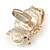 Clear Crystal, Glass Pearl Egyptian 'Scarab' Beetle Ring In Gold Plating - Size 7/8 - Adjustable - 45mm - view 5
