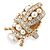 Clear Crystal, Glass Pearl Egyptian 'Scarab' Beetle Ring In Gold Plating - Size 7/8 - Adjustable - 45mm - view 6