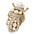 Clear Crystal, Glass Pearl Egyptian 'Scarab' Beetle Ring In Gold Plating - Size 7/8 - Adjustable - 45mm - view 8