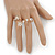 Delicate Gold Plated Crystal Floral Double Finger Adjustable Ring - view 3