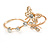 Delicate Gold Plated Crystal Butterfly Double Finger Adjustable Ring - view 4