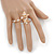 Delicate Gold Plated Crystal Butterfly Double Finger Adjustable Ring - view 2