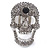 Dazzling Light Grey Crystal Skull Cocktail Ring - Size 7/8 - Adjustable - view 4
