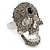 Dazzling Light Grey Crystal Skull Cocktail Ring - Size 7/8 - Adjustable - view 7