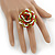 Olive/ Red/ White Glass Bead Flower Stretch Ring - 35mm Diameter - view 2