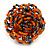 Orange/ Hematite Glass Bead Flower Stretch Ring- 40mm D - view 4