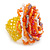 Orange/ White/ Lavender Glass Bead Flower Stretch Ring - 40mm D - view 4