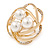 Large White Glass Pearl Diamante Cocktail Ring In Gold Plating - 43mm D - Size 7 - view 6