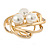 Large White Glass Pearl Diamante Cocktail Ring In Gold Plating - 43mm D - Size 7 - view 7