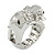 Rhodium Plated Clear Crystal Elephant Stretch Ring - Size 8/9 - view 3