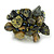 Olive Green, Hematite Glass Chip Cluster Flex Ring - view 6