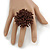 Large Chocolate Brown Glass Bead Flower Stretch Ring - 45mm D - view 2