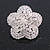 Statement Diamante Flower Cocktail Ring In Silver Tone - Size 7/8 Adjustable - view 5