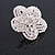 Statement Diamante Flower Cocktail Ring In Silver Tone - Size 7/8 Adjustable - view 6