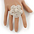 Statement Diamante Flower Cocktail Ring In Silver Tone - Size 7/8 Adjustable - view 2