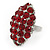 Ruby Red/ Clear Crystal Dome Oval Ring In Silver Tone Metal - 35mm L - Size 7 - view 5