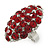 Ruby Red/ Clear Crystal Dome Oval Ring In Silver Tone Metal - 35mm L - Size 7