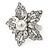 Clear Crystal White Faux Glass Pearl Flower Ring In Silver Tone Metal - 35mm - Size 7 - view 4