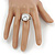 15mm Large Clear Cz Solitair Ring In Rhodium Plated Alloy - size 8 - view 2
