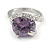 Statement Round Cut Amethyst Glass Stone Clear Crystal Rings In Rhodium Plating - Size 8 - view 5