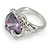 Statement Round Cut Amethyst Glass Stone Clear Crystal Rings In Rhodium Plating - Size 8 - view 6