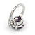 Statement Round Cut Amethyst Glass Stone Clear Crystal Rings In Rhodium Plating - Size 8 - view 3