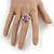 Statement Round Cut Amethyst Glass Stone Clear Crystal Rings In Rhodium Plating - Size 8 - view 2