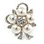 Diamante Simulated Pearl Daisy Cocktail Ring In Rhodium Plated Metal - 45mm D - 7/8 Size Adjustable - view 5