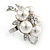 Diamante Simulated Pearl Daisy Cocktail Ring In Rhodium Plated Metal - 45mm D - 7/8 Size Adjustable - view 7